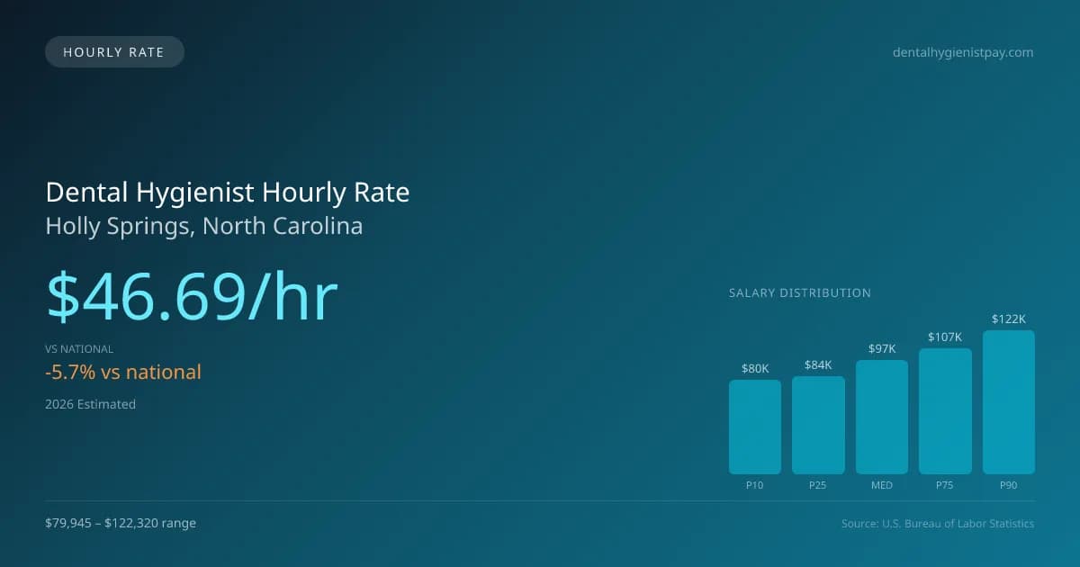 Dental Hygienist Hourly Rate in Holly Springs, NC — 2026 est., based on 2025 BLS