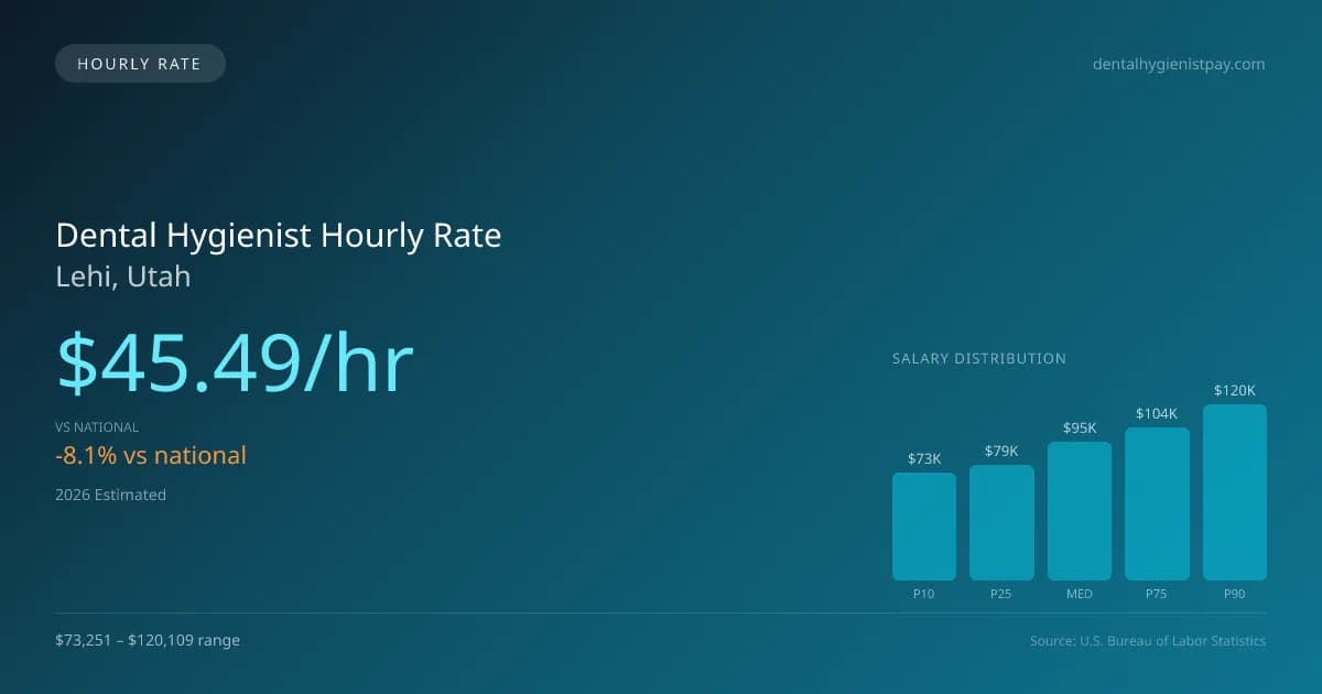 Dental Hygienist Hourly Rate in Lehi, UT — 2026 est., based on 2025 BLS