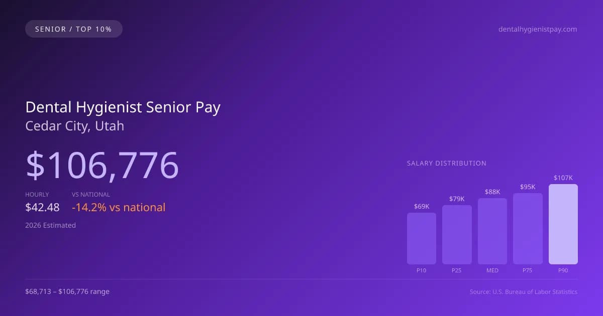 Dental Hygienist Senior Salary in Cedar City, UT — 2026 est., based on 2025 BLS