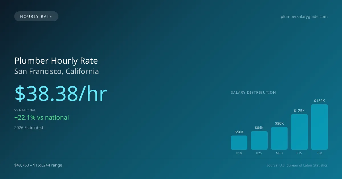 Plumber Hourly Rate in San Francisco, CA — 2026 est., based on 2025 BLS